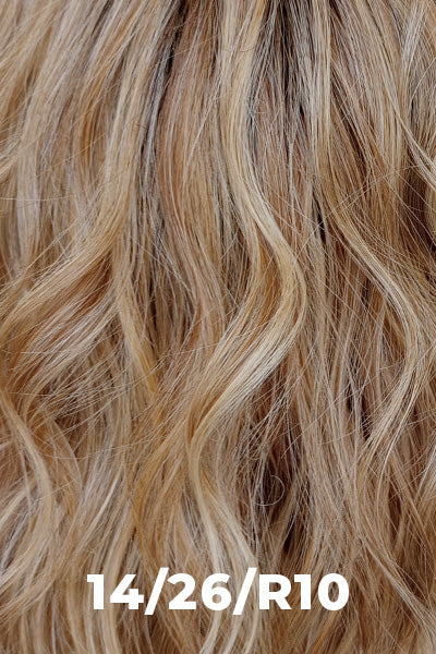 TressAllure Wigs - Beach Wave Magic (MC1419) - 14/26/R10. Light Red Brown gold Blonde Highlights Rooted Medium Light Brown.