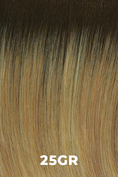 Color Swatch 25GR for Henry Margu Wig Farrah (#4756). Warm blonde base with a subtle dark red toned root.