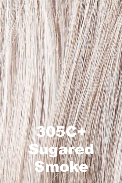 Color Sugared Smoke (305C) for Gabor wig Instinct Luxury.  Light walnut grey base with pure white face framing highlights.