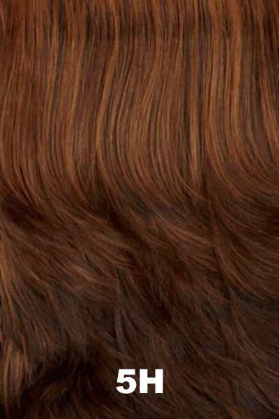 Color Swatch 5H for Henry Margu Wig Mystique (#4523). Dark brown with warm, golden and coppery red highlights.