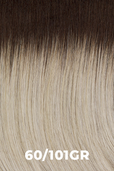 Color Swatch 60/101GR for Henry Margu Wig Annette (#2369). White with subtle grey undertones and pale blonde highlights with a brown root.
