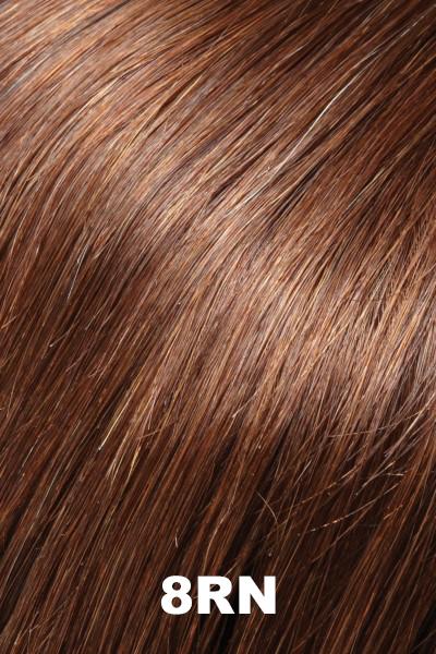 Color 8RN (Natural Warm Brown) for Jon Renau wig Blake Petite Human Hair #750. Coppery auburn base with a golden blonde undertone.