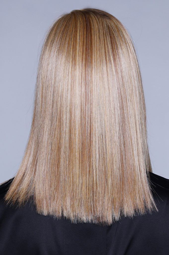 Back view of Calabasas, a heat friendly synthetic wig. 