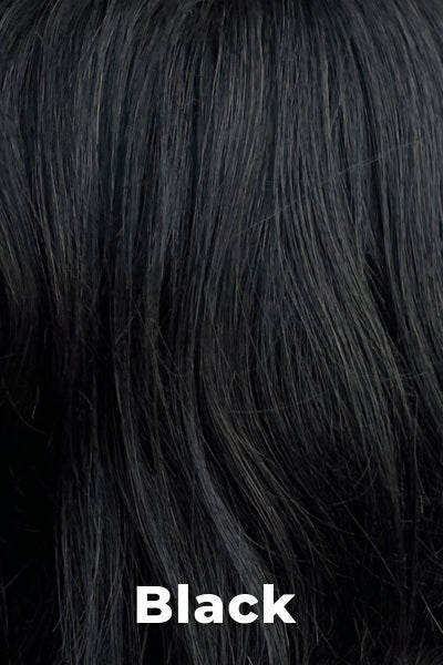 Color Swatch Black for Envy wig Chelsea Human Hair Blend. Rich dark ebony with subtle warm undertones.