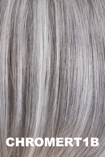 Estetica Wigs - Vale - ChromeRT1B. Gray & White with 25% Medium Brown blend & Off Black roots.