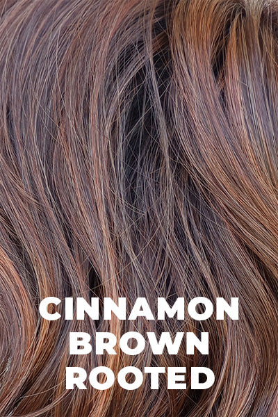 Ellen Wille Wigs - Casino More - Cinnamon Brown Rooted. Medium Brown, Bright Copper Red, and Auburn blend with Dark Roots.