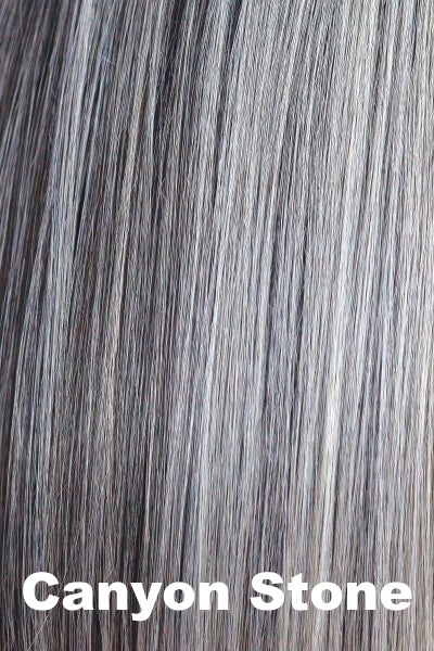 Color Canyon Stone for Orchid wig Kirby (#4114). Multidimensional natural grey base with slate, white, pewter, silver and steal grey blended throughout.