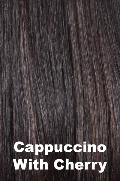Belle Tress Wigs - Bon Bon (#6033) - Cappuccino with Cherry. A blend of Cappuccino dark brown and deep Bolzano brown highlighted with red mahogany and chocolate cherry.