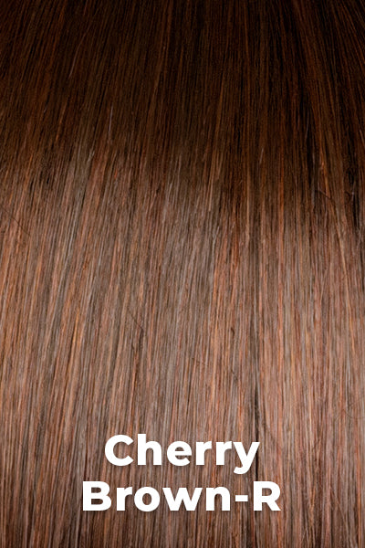 Amore Wigs - Glenn (#2586) - Cherry Brown. R - Medium rich brown and soft reddish brown base with medium red highlights. The warm medium brown root tone creates natural transition and dimension.