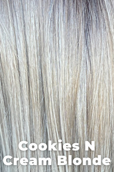 Belle Tress Toppers - Ultimate Handtied Lace Front Topper 12" - Cookies N Cream Blonde. Light ash blonde, platinum blonde, pure blonde, light and medium brown base and a dark root.