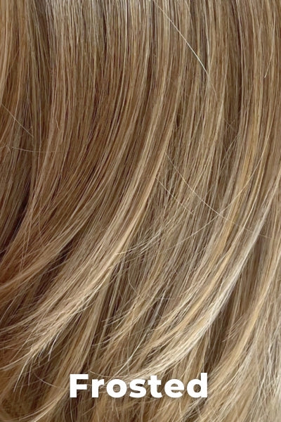 Color Swatch Frosted for Envy wig Celeste. Creamy blonde with cool undertones and warm beige blonde tips.