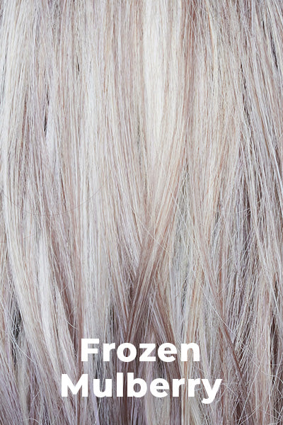 Color Frozen Mulberry for Orchid wig Kirby (#4114). A stunning hair color that combines a Pale White-Grey Platinum base with subtle Lavender and Frosted Berry tones delicately woven throughout.