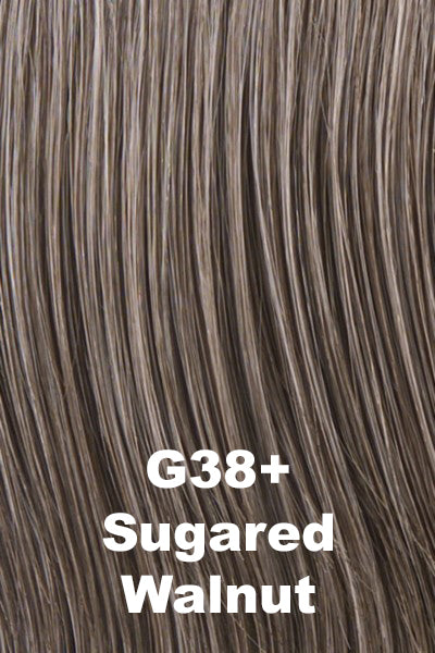 Color Sugared Walnut (G38+) for Gabor wig Instinct Luxury.  Dark grey smokey walnut base with medium grey highlights.