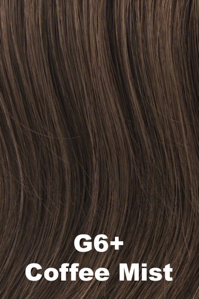 Color Coffee Mist (G6+) for Gabor wig Instinct Luxury.  Natural cool toned dark brown base with neutral medium brown highlight.