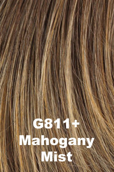 Color Mahogany Mist (G811+) for Gabor wig Instinct Luxury.  Cool medium brown base with honey and golden beige highlights.