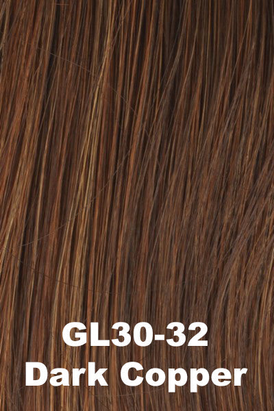 Color Dark Copper (GL30-32) for Gabor wig Love Wave. Auburn with a hint of medium brown and copper red highlights.