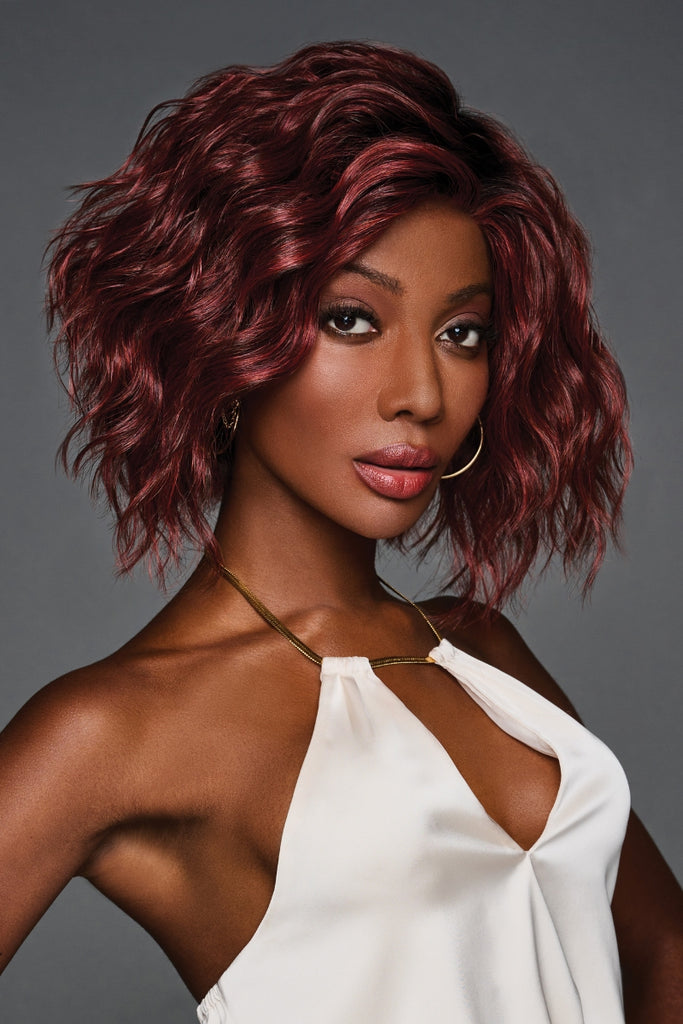 Woman modeling Gabor wigs Beaming Beauty in the color SS Sangria.
