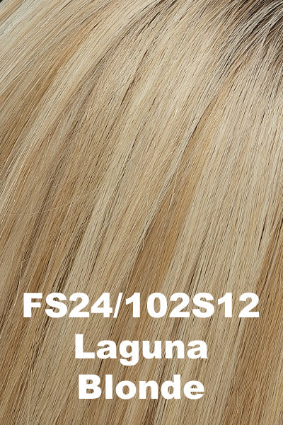 Color FS24/102S12 (Laguna Blonde) for Jon Renau top piece Top Smart HH 12" (#770). Pale creamy blonde base with subtle honey blonde woven throughout and a light golden brown root.