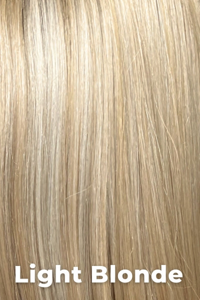 Color Swatch Light Blonde for Envy wig Erica Human Hair Blend. Golden blonde with creamy blonde and platinum blonde highlights.