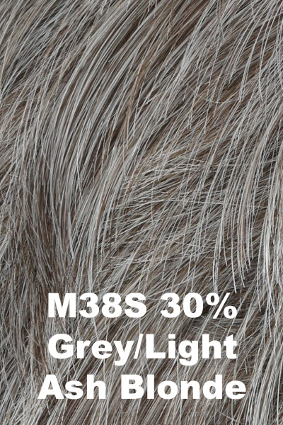 Color M38S for Him men's wig Chiseled. Light blonde with a cool ashy undertone and silver grey woven throughout the base.