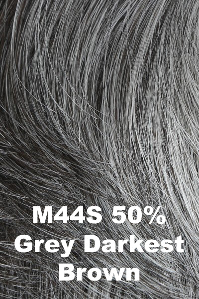 Color M44S for HIM men's wig Style.  Dark brown and light grey blend.