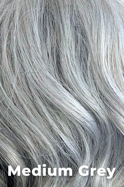 Color Swatch Medium Grey for Envy wig Angel. A silvery blend of salt and pepper with medium brown woven throughout.