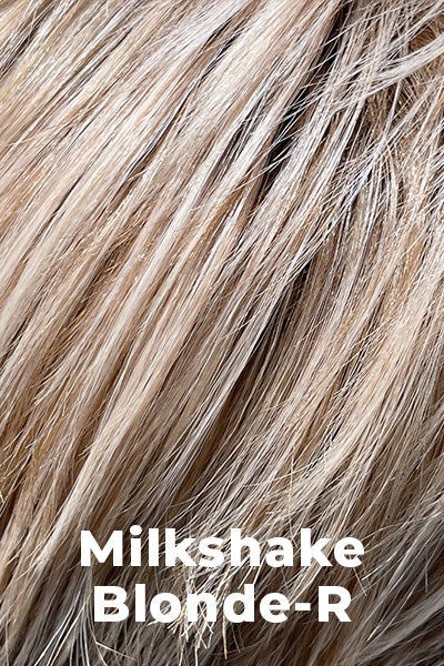 Belle Tress Wig Palo Alto (CT-1008) Milkshake Blonde R Average. White Blonde with Honey and Caramel Lowlights with Dark Brown Roots.