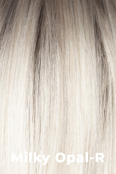 Muse Series Wigs - Luxe Sleek - Milky Opal-R. Platinum Blonde Hair with Warm Brown Roots.