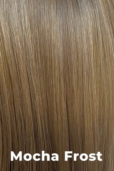 Color Swatch Mocha Frost for Envy wig Aubrey Human Hair Blend. Golden brown with subtle golden blonde highlights.