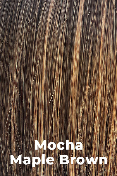 Belle Tress Wigs - Santa Barbara (CT-1010) wig Mocha Maple Brown Average. Dark Brown Base with Medium Chocolate and Toffee Brown Highlights.