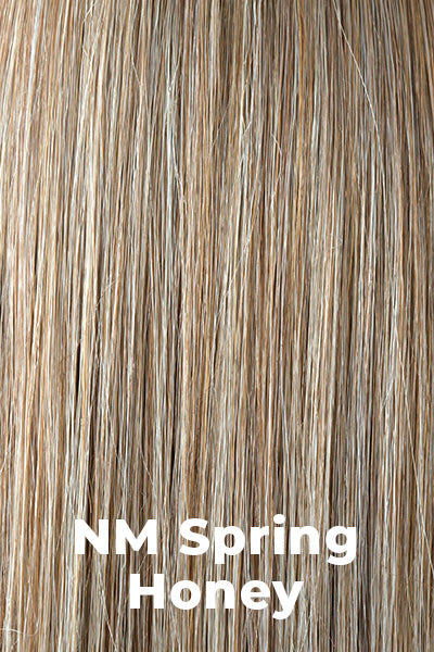 Color NM Spring Honey for Noriko wig Merrill #1726. Medium golden brown base with wheat blonde and strawberry blonde highlights.