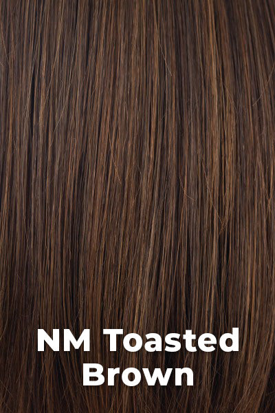 Amore Wigs - Findley - NM Toasted Brown. Dark Chocolate (6+10) w/ Medium Auburn (28) Highlights.