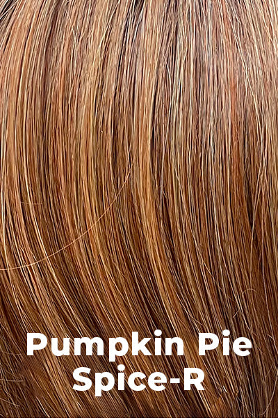 Belle Tress Wigs - Hand-Tied Stella (LX-5004) wig Pumpkin Pie Spice-R Average. Medium Amaretto Red and Copper Red with a Dark Brown Root.