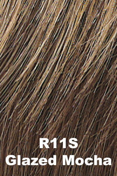 Color Glazed Mocha (R11S) for Raquel Welch wig Crushing on Casual Elite.  Medium brown with heavier warm blonde highlights.