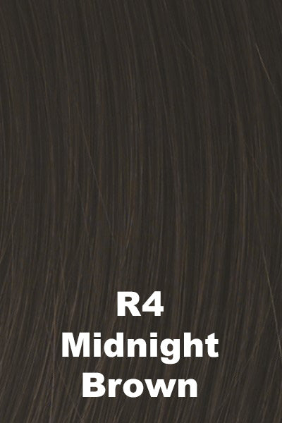 Color Midnight Brown (R4) for Raquel Welch wig Crushing on Casual Elite.  Darkest midnight brown.