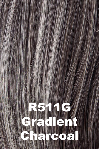 Color Gradient Charcoal (R511G) for Raquel Welch wig Crushing on Casual Elite.  Steel grey with light grey highlights and a touch of light brown and a darker nape area.