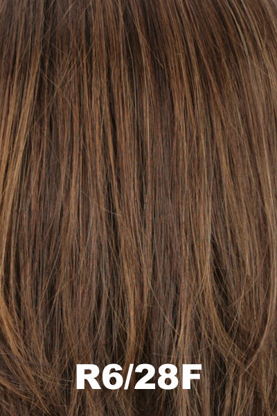 Estetica Wigs - Sevyn - R6/28F Average. Chestnut Brown w/ Copper Frost highlights.