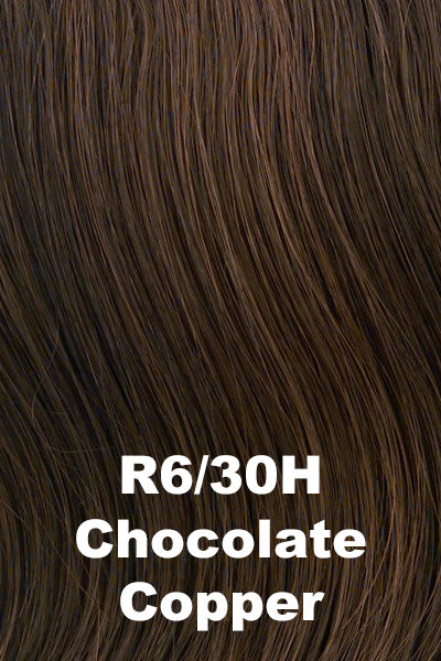 Hairdo Wigs - Curly Girlie - (R6/30H) Chocolate Copper - Average. Rich medium brown base with red highlights with bronze and gold undertones.