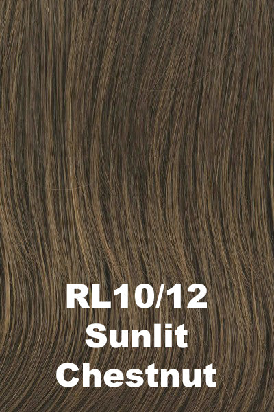 Color Sunlit Chestnut (RL10/12) for Raquel Welch Top Piece Top Billing 18" Lace Front.  Light neutral chestnut brown blended with light brown.