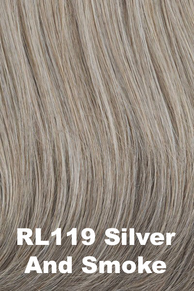 Raquel Welch Wigs - Monologue - Silver & Smoke (RL119). Light Brown w/ 80% Gray in front graduating blend into 50% Gray in nape area.