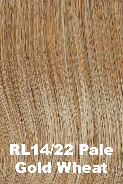 Warm medium blonde blended with pale cool blonde highlights.