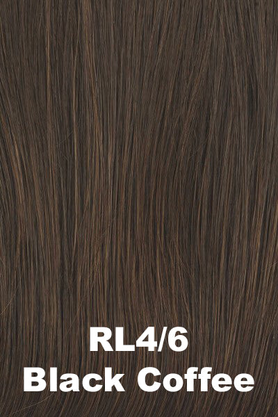 Color Black Coffee (RL4/6) for Raquel Welch wig Wavy Day.  Rich brown base blended with medium chocolate brown.