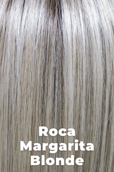 Belle Tress Toppers - Ultimate Handtied Lace Front Topper 12" - Roca Margarita Blonde. A blend of silver, pure ash, and coconut blonde, with soft, cool medium, and light brown roots.