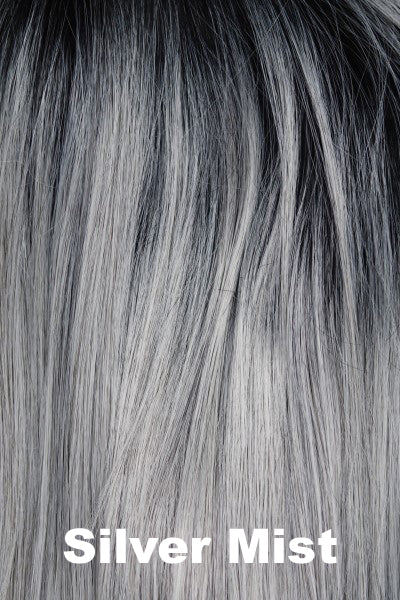 Color Silver Mist for Orchid wig Kirby (#4114). Dark cool toned root with a smoke grey base and white, silver, ivory, and ice hues.
