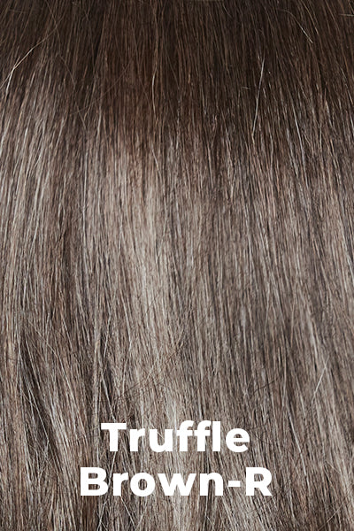 Rene of Paris Wigs - Kason (#2409) - Truffle Brown-R. Neutral medium-brown tone, softly blended with light ash blond. The root creates a dimensional effect. 
