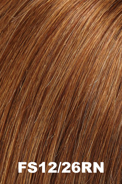 Color FS12/26RN (Natural Medium Red/Brown) for Jon Renau wig Carrie Lite Remy Human Hair (#772). Medium gold blonde base with a red blonde blend. 