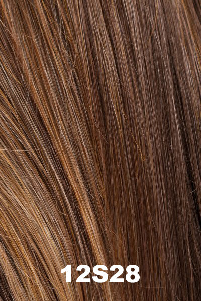Color 12S28 for Tony of Beverly wig Lia.  A gradient blend of medium brown to a light caramel brown in the front.
