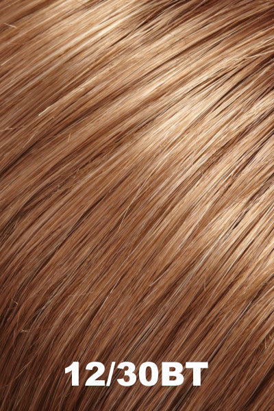 Color 12/30BT (Rootbeer Float) for Jon Renau top piece Top Level (#5156). Dark blonde, medium red and golden blonde natural blend with a lighter tips.