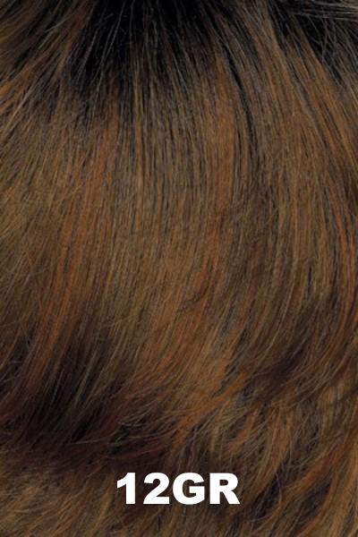 Color Swatch 12G for Henry Margu Wig Becky (#4739). Warm brown with light warm blonde highlights and dark roots.