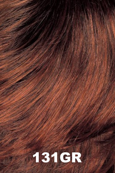 Color Swatch 131GR for Henry Margu Wig Gabby (#2450). Bright red with reddish brown highlights and a dark brown root.